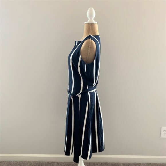 NWT Banana Republic Dress Sleeveless Navy White Stripes Nautical Petite … - Picture 8 of 12